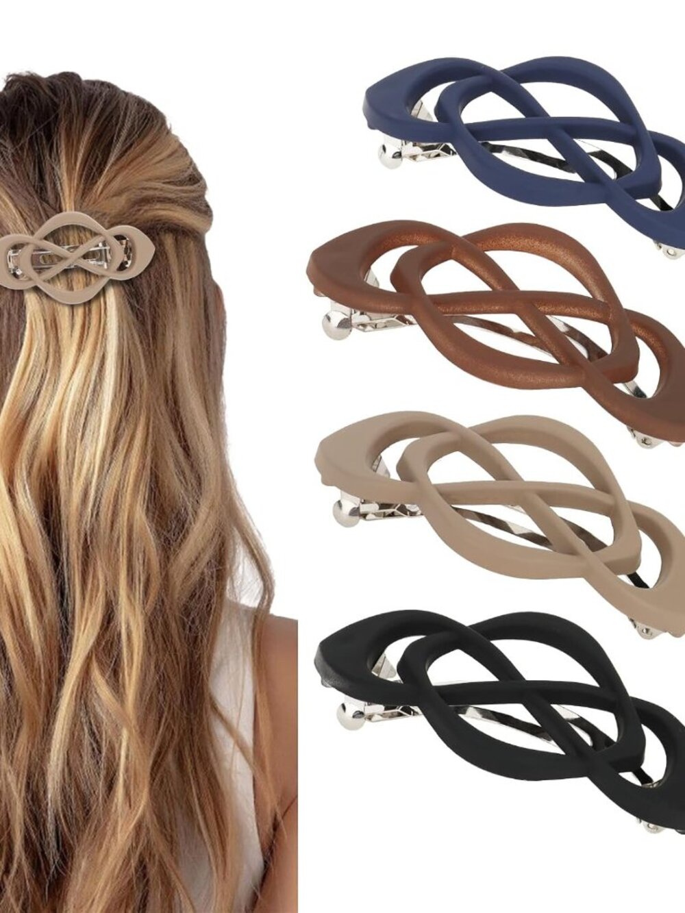 Vintage French Barrette Clips 4Pack Hair Accessories Women Girls Thick Thin Hair
